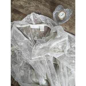 Dainty Ruffle Front Bell Sleeve Top‎ Y2K Style Sheer Blouse